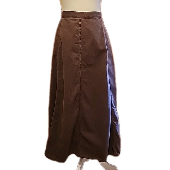 L.L. Bean Dresses & Skirts - VTG LL Bean Midi Skirt A-Line Cottage Preppy Dark Academia Zip Brown Sz Women 12
